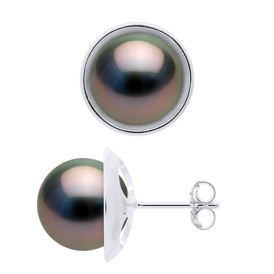 Ohrringe - Umgebung Sleek - Prestige - Weißgold 375 - Echte Tahiti-Zuchtperlen rund 9-10 mm - Image 1