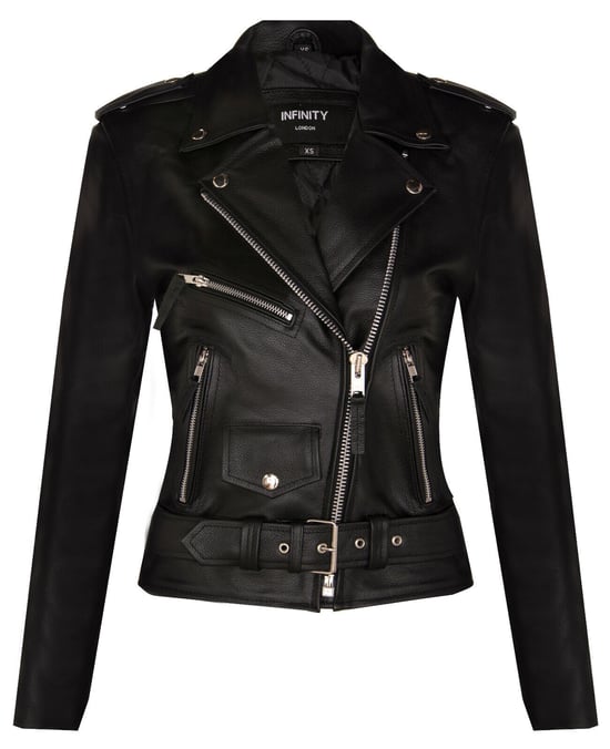 Womens Cowhide Leather Biker Jacket-Mansfield