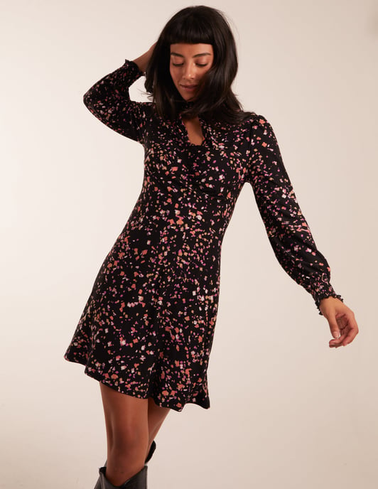 High Neck Keyhole Mini Dress - Image 1