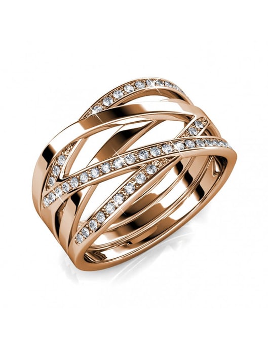 Criss Cross Ring - Rose Gold und Kristall - Image 1