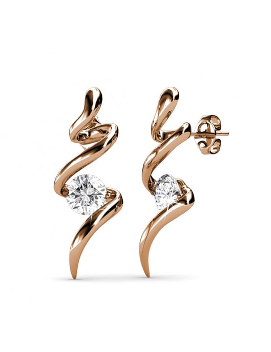 Spiralförmige Ohrringe - Rose Gold und Kristall - Image 1