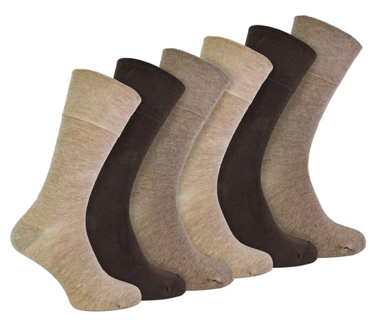 IOMI - 6 Pack Herren Diabetiker Bambus Socken | Extra breite nahtlose lose nicht elastische Socken - Braun - Image 1
