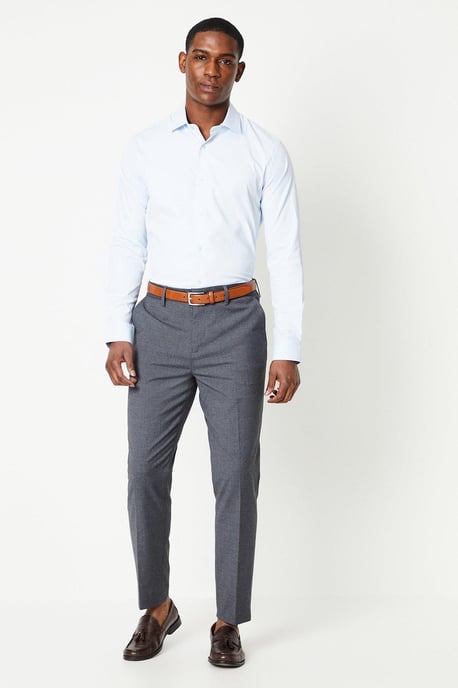 Blue Tailored Fit Long Sleeve Easy Iron Shirt - Image 2
