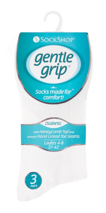 Gentle Grip - 6 Paar Damen-Diabetiker-Socken mit Honigkamm-Oberteil und handgekettelten Zehennähten - Weiß - Image 2