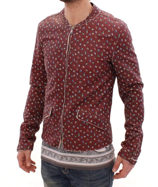 Dolce & Gabbana Hommes Bordeaux Veste en cuir imprimé Manteau - Image 2