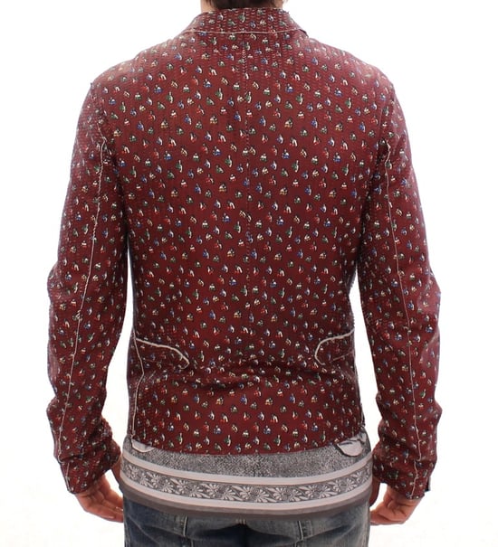 Dolce & Gabbana Hommes Bordeaux Veste en cuir imprimé Manteau - Image 3