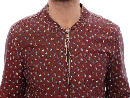 Dolce & Gabbana Hommes Bordeaux Veste en cuir imprimé Manteau - Image 4