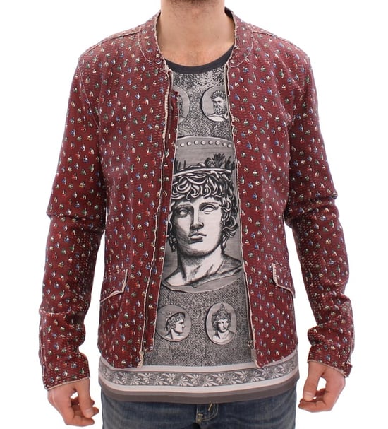 Dolce & Gabbana Hommes Bordeaux Veste en cuir imprimé Manteau - Image 5