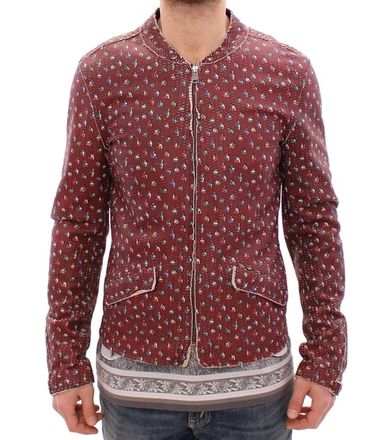 Dolce & Gabbana Hommes Bordeaux Veste en cuir imprimé Manteau - Image 1