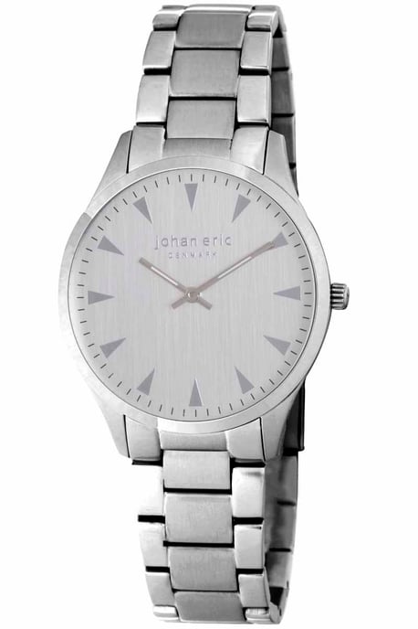 Johan eric: helsingÃ¸r, men's, silver dial watch w triangular hr-markers, brushed & polished solid stainless steel bracelet