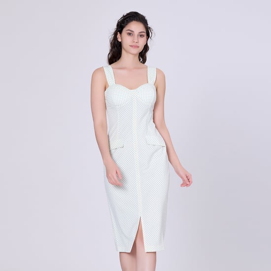 Sleeveless sheath dress mini dots print