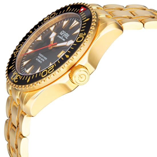 Gevril Herrenuhr Hudson Yards schwarzes Zifferblatt Gold Schweizer Automatik 3 Zeiger, Sellita SW200 Uhrwerk - Image 3
