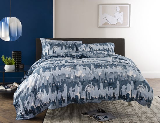 The Lyndon Company NY/LDN/PAR Black Duvet Set Double Size Black