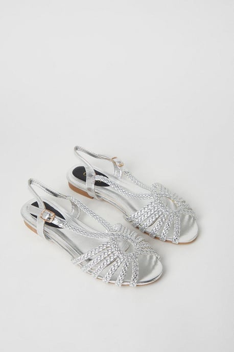 Bronte Plaited Slingback Peeptoe Flat Sandals - Image 3