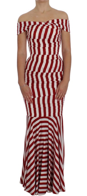 Dolce & Gabbana Damen Rot Weiß Seiden Stretch Kleid - Image 1