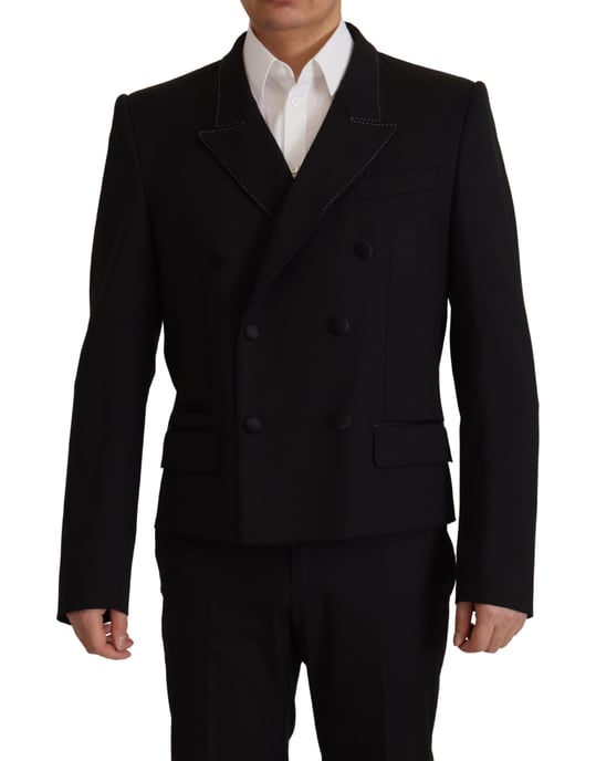 Dolce & Gabbana Schwarzer Doppelreihiger Mantel Blazer Herrenjacke - Image 1