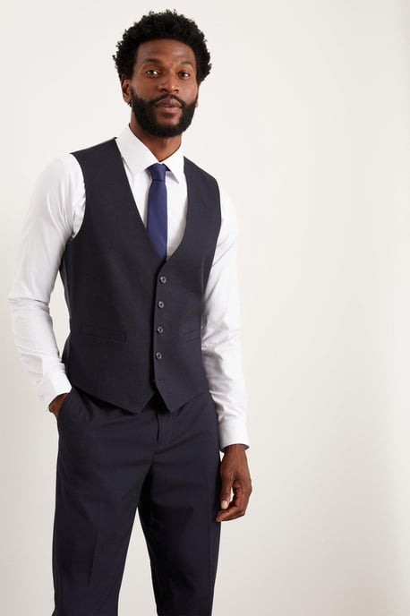 Tailored Fit Navy Essential Waistcoat - Image 1