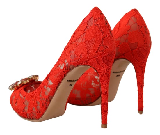 Dolce & Gabbana Rote Taormina Spitzen-Glitzer-Pumps für Damen - Image 3