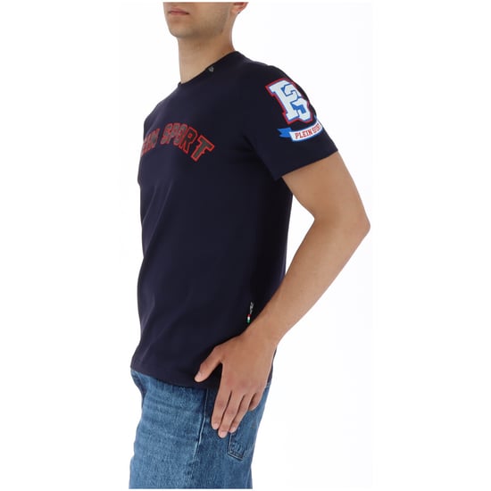 Plein Sport Mehrfarbige Logos Marineblau T-Shirt - Image 3