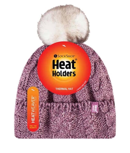 Wärmehalter - Damen Strickfleece gefütterte Thermo-Bommelmütze mit Pom Pom - Image 2