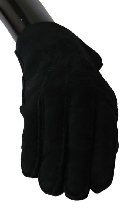 Dolce & Gabbana Herren Schwarze Leder Motorrad Biker Mitten Handschuhe - Image 4