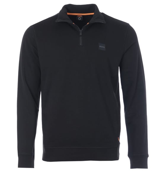 BOSS Logo Patch Nachhaltiges Half-Zip-Sweatshirt – Schwarz - Image 1