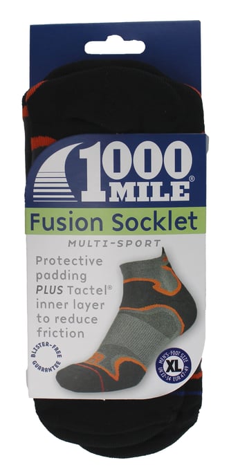 1000 Mile - Herren Doppel-Layer Fusion Knöchel-Laufsocken mit Polsterung - Schwarz / Orange - Image 2