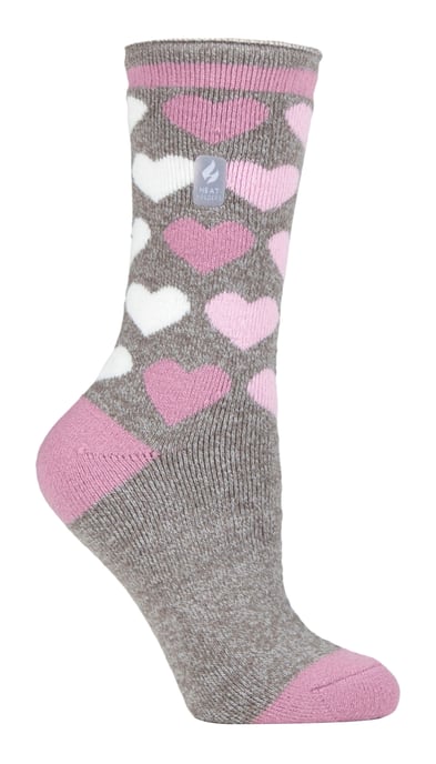 Heat Holders Lite - Womens isoliert thermische Socken | Mehrere Designs einschließlich Argyle Streifen Herzen Sterne | Warme Socken für den Winter - Grau (Paris) - Image 1
