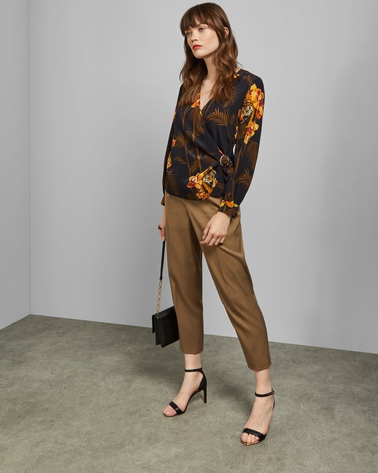 Ted Baker Annikah Caramel Printed Wrap Top, Navy