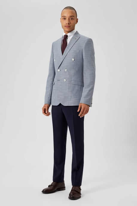Casper Slim Fit Blue Double Breasted Blazer