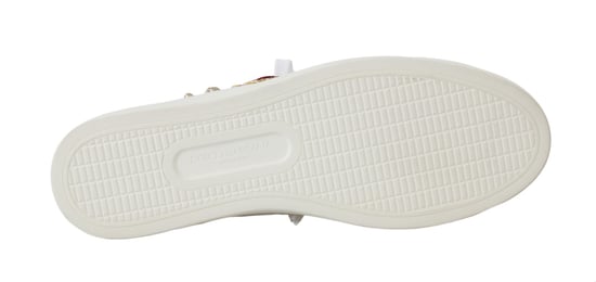 Dolce & Gabbana Weiße Leder Gold Rote Herz Sneakers - Image 5