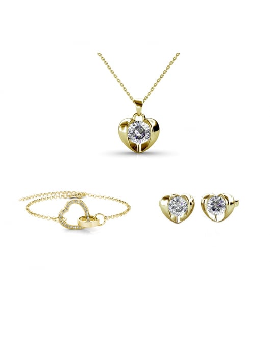 Simply Love Verschlossenes Herz für Baum Set - Gold und Kristall - Image 1