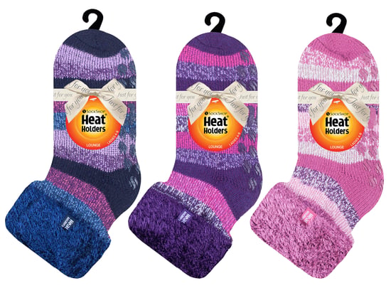 Womens Fluffy Slipper Bed Socks with Grips | Heat Holders | 3 Pair Multipack | Ladies Warm Fleece Lined Non Slip Socks | Winter Gifts for Her - Pack 5 - Image 2