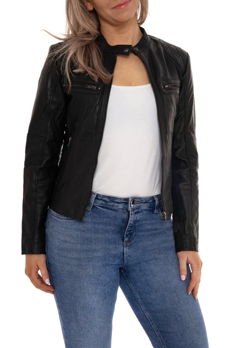 Pelle D’annata Ladies Real Leather Biker Jacket in Black