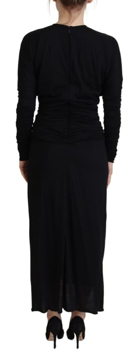 Dolce & Gabbana Schwarzes Etuikleid Midi Wollmantel Damenkleid - Image 3