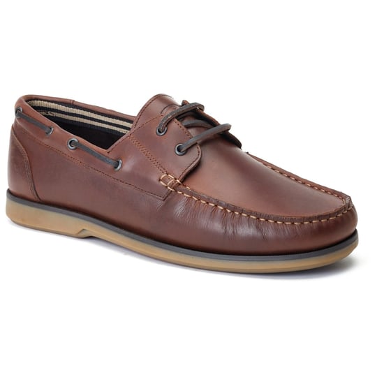 Base London Stern Herren Bootsschuhe aus gebrannt braunem Leder - Image 1