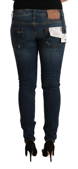Acht Damen Blue Washed Low Waist Slim Fit Denim Jeans - Image 3