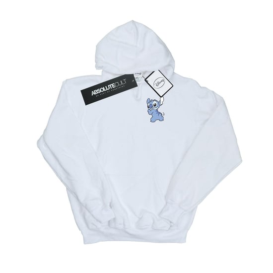 Disney Mens Lilo And Stitch Stitch Backside Breast Print Hoodie (White)