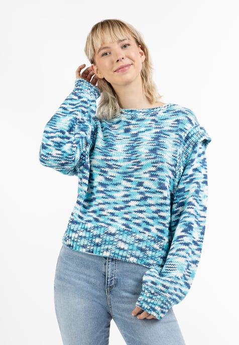 Mymo Strickpullover Damen Blau Mehrfarbig - Image 3