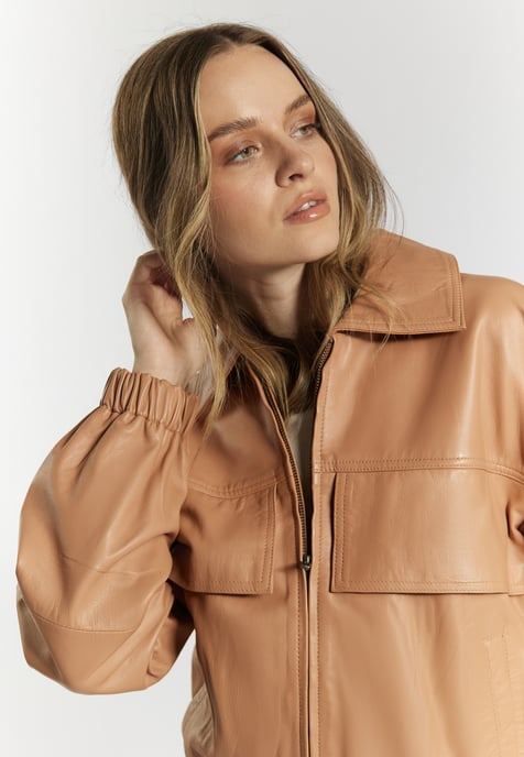 Dreimaster Lederblouson Damen Kamel - Image 5