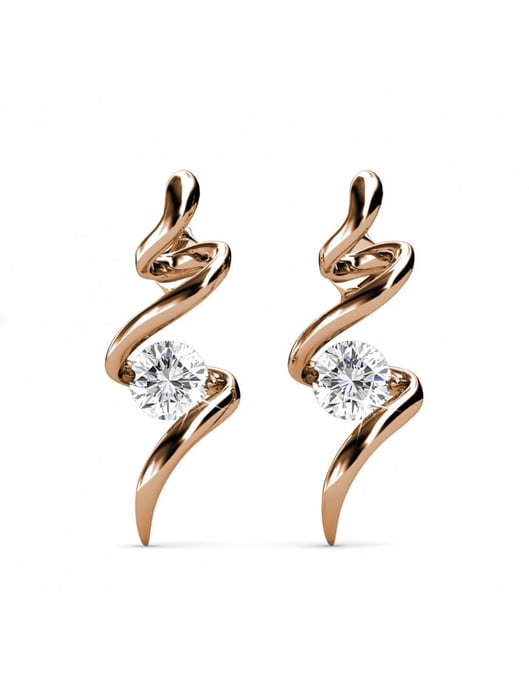 Spiralförmige Ohrringe - Rose Gold und Kristall - Image 3
