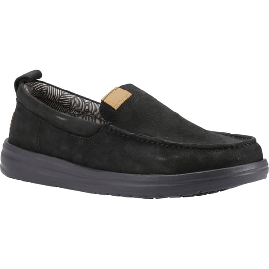 HEYDUDE Wally Grip Moc Leder Herren Schwarz Bootsschuhe - Image 1