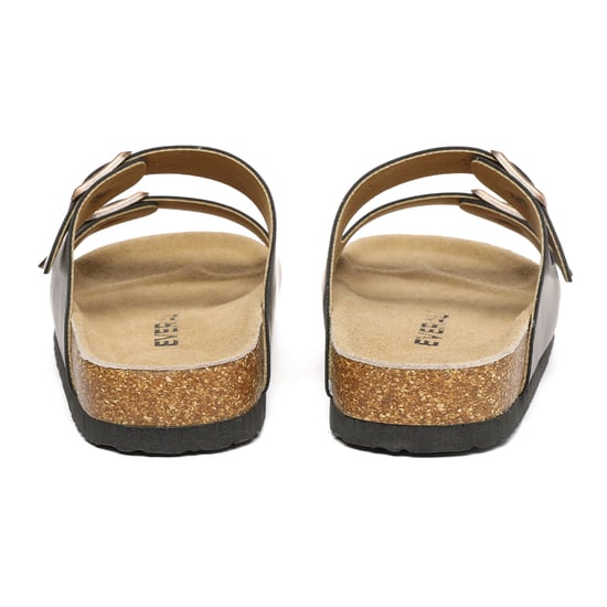 EVER AU Women Mallard Leather Twin Buckle Sandals - Brown Oiled Leather