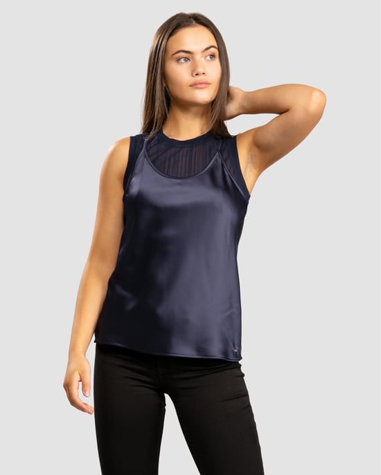 Armani Exchange Womens Layered Satin Blouse - Image 1