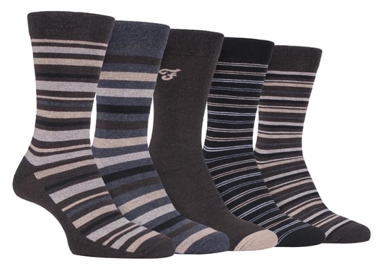 Farah - 5er-Pack dünne, atmungsaktive, klassische, gestreifte, gemusterte, weiche Baumwoll-Kleider-Socken für Herren - FCS271BRNGRY (gestreift) - Image 1