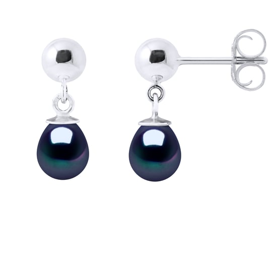 Earrings of Silver 925 and Real Cultured Freshwater Pearls Pear 6-7 mm