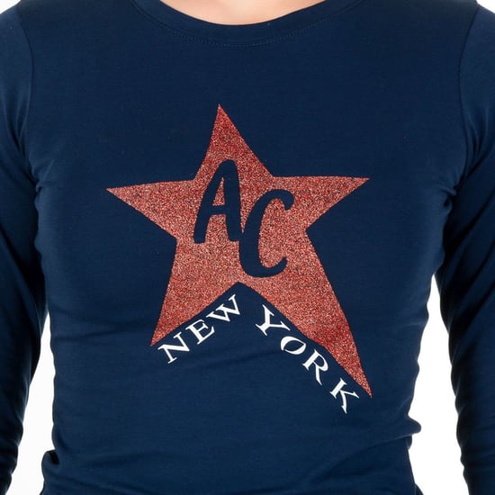 Andrew Charles By Andy Hilfiger Womens LS T-Shirt TS602 031002 Phenix Navy