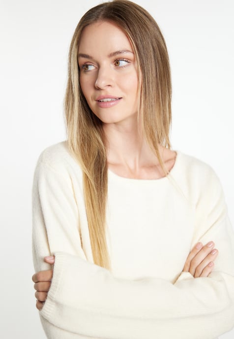Dreimaster Strickpullover Damen Wollweiss - Image 5