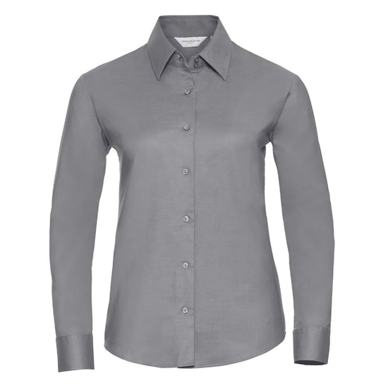 Russell Collection Easy Care Oxford Bluse, Langarm (Silber) - Image 1