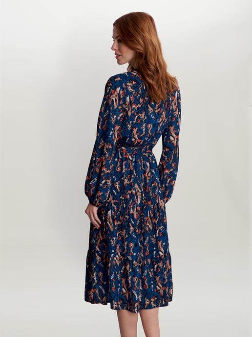 Lulia V Neck Button Front Dress With Tiered Skirt